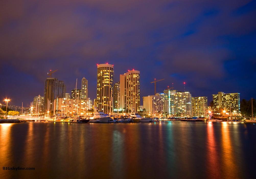 Honolulu skyline at night