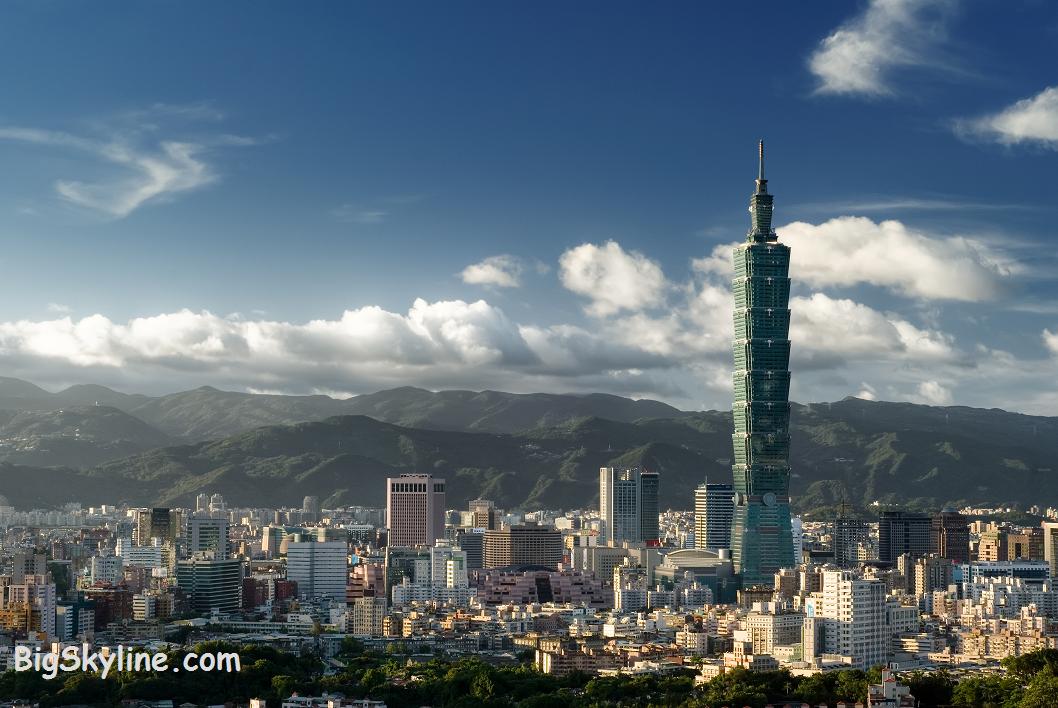 Taipai City skyline with large skyscraper